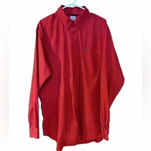 CINCH MEN'S CLASSIC FIT RED BUTTON-DOWN WESTERN SHIRT
